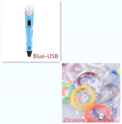 3D print pen 3D pen two generation graffiti 3D stereoscopic paintbrush children puzzle painting toys