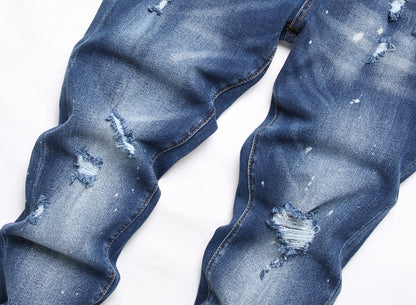 Men's Jeans Ripped Fashion Ornaments Trend