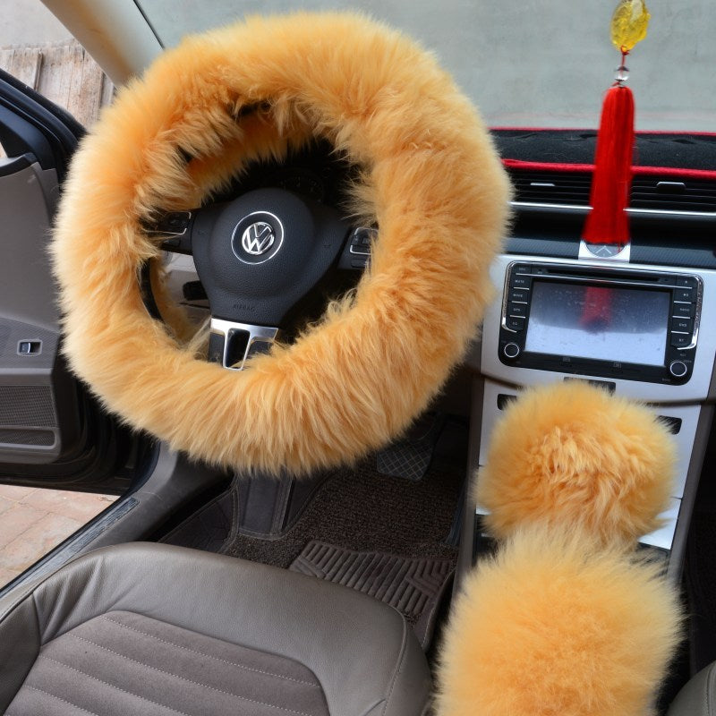 Three-piece wool steering wheel cover