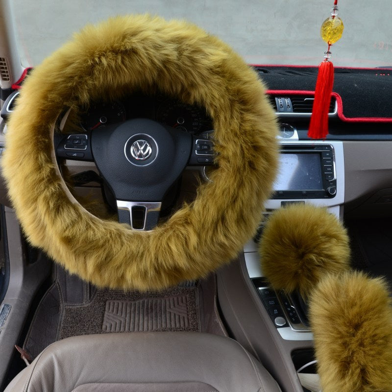 Three-piece wool steering wheel cover