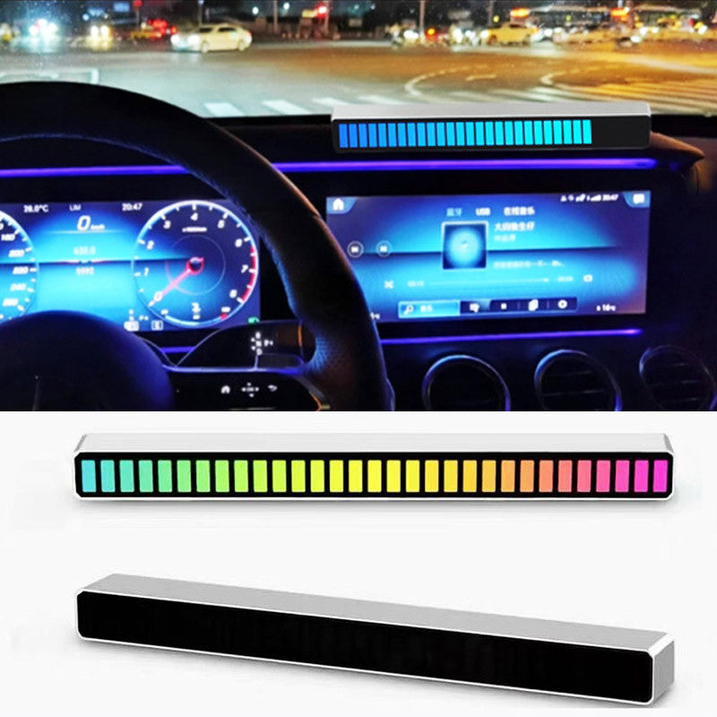 New Car Sound Control Light RGB Voice-Activated Music Rhythm Ambient Light With 32 LED 18 Colors Car Home Decoration Lamp