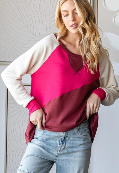 HOPELY Color Block Long Sleeve T-Shirt