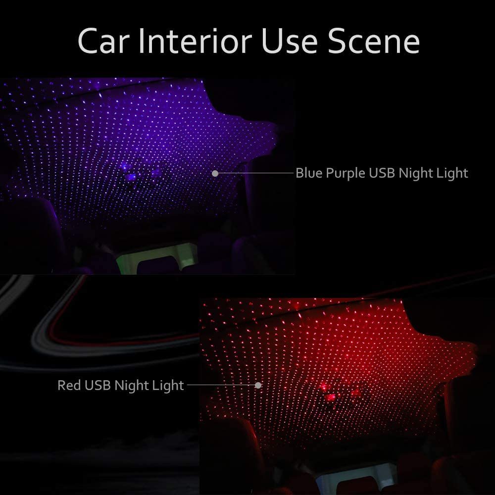 Car LED Starry Sky Night Light USB Powered Galaxy Star Projector Lamp For Car Roof Room Ceiling Decor Plug And Play