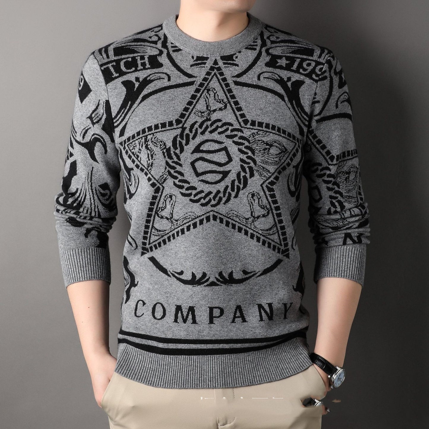 Autumn And Winter Men's Knitwear Round Neck Loose