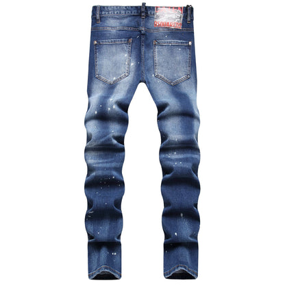 Men's Jeans Ripped Fashion Ornaments Trend